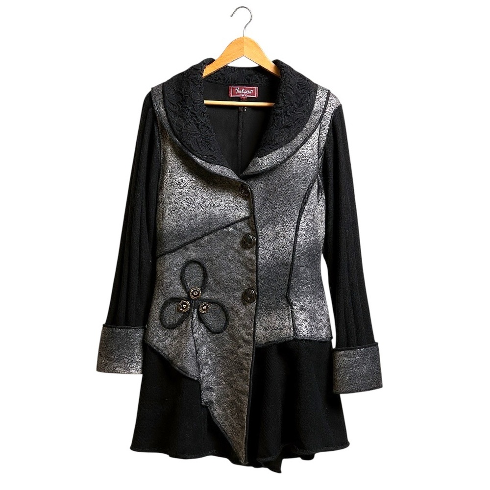 Feelings Mohair Wool Blend Long Line Witchy Goth Cardigan Size L